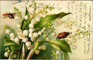 Lily of the valley with may bug. Wezel & Naumann A.-G. S. 335. litho (Rb)