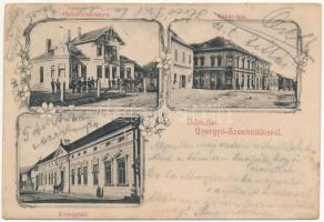 1903 Gyergyószentmiklós, Gheorgheni; Csendőrlaktanya, községház, Vákár ház és üzlet / gendarme barracks, town hall, shop. Art Nouveau, floral (fl)