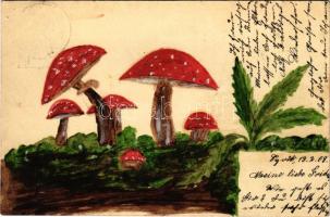 1908 Gombák, kézzel rajzolt / mushrooms, hand-drawn (lyuk / pinhole)