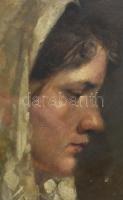 Zeller Mihály (1859-1915): Női portré, 1894. Olaj, karton. Jelezve jobbra lent. Dekoratív, üvegezett...
