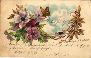 1905 Flowers with butterfly. Serie LXVI No.1069. litho (fl)