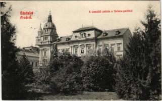 1910 Arad, Csanádi palota a Salacz parkkal. Kerpel Izsó kiadása, Ruhm Ödön felvétele / palace in the park