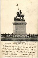 1905 Kolozsvár, Cluj; Szent György szobor. Schuster Emil kiadása / statue, monument (vágott / cut)