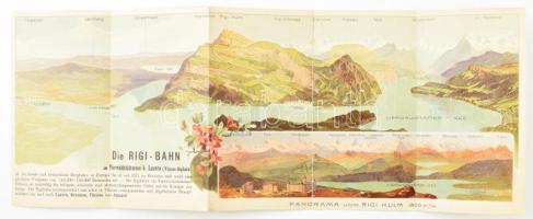 cca 1900 Rigi-Bahn Luzern litho prospektus, panorámaképpel, sérült