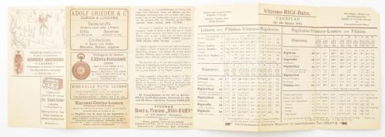 cca 1900 Rigi-Bahn Luzern litho prospektus, panorámaképpel, sérült