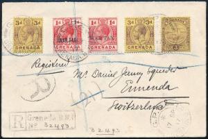 1917 Ajánlott levél Svájcba / Registered cover to Switzerland