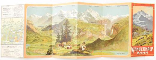 1910 Wengernalpbahn menetrend, térképpel, litho