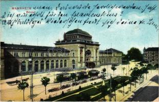 1909 Mannheim, Bahnhof / railway station, trams, Dr. Trenkler Co. (EK)