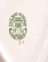 Zsolnay búzavirág mintás szív alakú ékszeres tálka. Jelzett, hibátlan, 12x8,5 cm