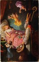 Mikulás üdvözlet / Saint Nicholas greeting. O.K.W. 1633-4. (fa)