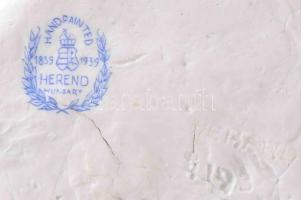 Herendi virág plasztika. Jelzett, pattogzással, 11x7 cm