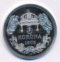 DN "Királyi koronák - III. Béla / 5 korona 1909" Ag emlékérem tanúsítvánnyal (20g/0.999/38...