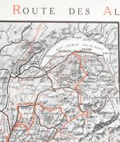 cca 1911 Die "Route des Alpes", Evian, Thonon, Nizza, térképes prospektus, német nyelven, ...