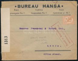 ~1920 Cenzúrázott levél, a bélyeg nincsen lebélyegezve / Censored cover