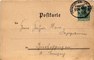 Bruchsal, Gruss aus Untergrombach, Michelskapelle / general view with chapel. Art Nouveau floral lit...