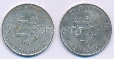1947. 5Ft Ag "Kossuth" (2x) T:VF,F patina Adamo F8.1