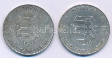 1947. 5Ft Ag "Kossuth" (2x) T:VF,F patina Adamo F8.1
