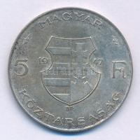 1947. 5Ft Ag "Kossuth" T:AU,XF patina Adamo F8.1