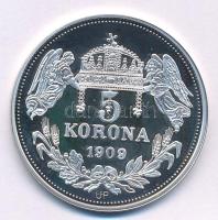 DN "Királyi koronák - I. András / 5 korona 1909" Ag emlékérem tanúsítvánnyal (20g/0.999/38...