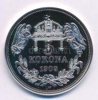 DN "Királyi koronák - V. László / 5 korona 1909" Ag emlékérem tanúsítvánnyal (20g/0.999/38...
