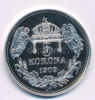 DN "Királyi koronák - I. Lipót / 5 korona 1909" Ag emlékérem tanúsítvánnyal (20g/0.999/38,...