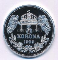 DN "Királyi koronák - I. József / 5 korona 1909" Ag emlékérem tanúsítvánnyal (20g/0.999/38...