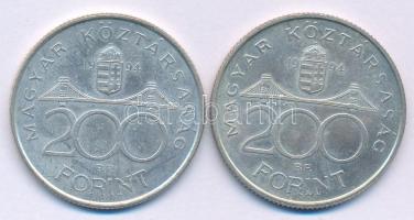 1994. 200Ft Ag "Deák" (2x) T:AU,XF kis patina Adamo F13.1