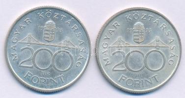 1993. 200Ft Ag "MNB" (2x) T:AU,XF kis patina Adamo F13