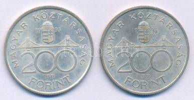 1993. 200Ft Ag "MNB" (2x) T:AU,XF kis patina Adamo F13