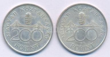 1993. 200Ft Ag "MNB" (2x) T:AU,XF kis patina Adamo F13
