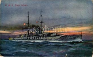 SMS Szent István az Osztrák-Magyar Haditengerészet Tegetthoff-osztályú csatahajója / K.u.K. Kriegsmarine / WWI Austro-Hungarian Navy art postcard, Tegetthoff-class dreadnought battleship. C. Fano, Pola, 1914/15. 52. s: Ed. Dworak + "K.u.k. Festungsartillerieregiment Nr. 4. 5. Reservekompagnie" (EK)