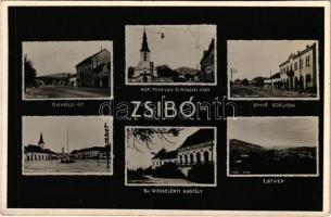 Zsibó, Jibou; Rákóczi út és hegy, Református templom, Unió szálloda, Br. Wesselényi kastély / street, church, hotel, castle ,