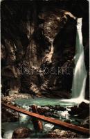 1908 Burgau am Attersee, Wasserfall in der Burggrabenklamm / waterfall (wet damage)