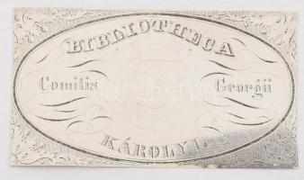 Bibliotheca Comitis Georgii Károlyi (ex libris gróf Károlyi György, címerrel, XIX. sz.). Ismeretlen technika, papír, jelzés nélkül 3x5,5 cm. Nemesi címerrel!