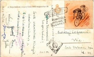 1953 augusztus 20. A budapesti Népstadion megnyitása, birkózás. Képzőművészeti Alap Kiadóvállalat / ...