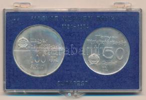 1974. 50Ft Ag + 100Ft Ag "50 éves a Magyar Nemzeti Bank" érmepár, eredeti "MNB" ...