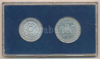 1972. 50Ft Ag + 100Ft Ag "Szent István" érmepár sérült plasztik tokban T:BU patina 
Adamo...