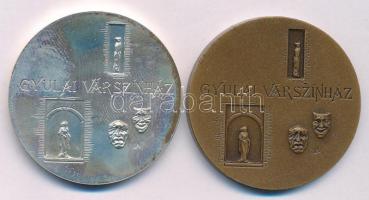 Lapis András (1942-) DN Gyulai Várszínház (2xklf) bronz és jelzett Ag emlékérem pár (38,78g/0.835/42,5mm) T:UNC,AU patina