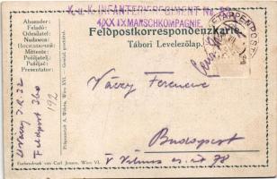 Isonzo-Armee 1915-17 feliratú sapkajelvény dombornyomott bronz képe tábori levelezőlapon / WWI Austr...