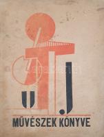 (Kassák Lajos - Moholy-Nagy László):  Uj művészek könyve.  (Wien, 1922. Verlag Julius Fischer.) [8] p. + 44 t. (kétoldalas táblákon avantgárd fotóanyag)  Az első levél üres.  A magyar avantgárd emblematikus albuma. A bevezető, a tipográfia és a borító Kassák Lajos munkája, a fényképeket Moholy-Nagy László válogatta össze. Kötetünk összesen 500 példányban jelent meg, példányunkban a számozás helye kitöltetlen. A könyv keletkezési történetéről Kassák Lajos ezeket mondta: ,,Bécsben éltem akkor [1921-ben], ő [Moholy-Nagy] Berlinben, a forrongó művészet gócpontjában, neki nagyobb volt a személyi ismeretsége, levelezési lehetősége, így tehát ő vállalta a könyv képanyagának összegyűjtését. A szerkesztést közösen végeztük, és én írtam a könyv előszavát és készítettem a tipografizálását és címlapját. [...] Ez volt az első kísérlet, amely rámutatott a festészet, szobrászat, építészet, technika szoros és egymást segítő összefüggésére.". ,,Kassák nem túloz, mikor a könyv összefoglaló jelentőségét hangsúlyozza. Az antológia a ,,gépkorszak", a ,,Maschinenzeitalter" igézete jegyében született. A téma napirenden volt. Azt, hogy az új isten: a technika, a gép, azt nemcsak az adoránsok, hanem a rombolók is elfogadták. Csak éppen: míg az előbbiek az emberi agy magasrendű termékének tekintették, mely a tökéletes társadalom előfeltétele és biztosítéka, az utóbbiak az emberi mértékrendtől elszabadult pszeudo-racionalizmus veszélyes hatalmát támadták benne. Körülötte csaptak össze konstruktivisták, új-realisták, dadaisták." (Körner Éva).  Kassák Lajos által tervezett, restaurált, részben pótolt gerincű, illusztrált kiadói papírborítóban. -------- Vienna, 1922. Julius Fischer. [8] pp. +44 plates (two-sided b/w ill.) Colophon: "A total of 500 numbered copies of the" Uj művészek könyve "have been published in Hungarian, printed in the "Elbemühl" printing house with the typography of József Willheim., published by Verlag Julius Fischer, Vienna, September 1922, edited by Lajos Kassák and László Moholy-Nagy. " This copy is unnumbered. The title page was designed by L. Kassák. He said about the circumstances of the book: in the focal point of bustling art, he had a greater personal acquaintance and correspondence, so he undertook to collect the images of the book. We did the editing together, and I wrote the preface to the book and made its typography and cover page. [...] This was the first experiment that pointed out the close and mutually reinforcing connection between painting, sculpture, architecture, and technique. ". "Kassák doesn't exaggerate when he emphasises the significance of the book. The anthology was born in the spirit of the "machine age", the "Maschinenzeitalter". The topic was on the agenda. That is the new God: technology, machine, were accepted not only by the adorants but also by the destroyers. Just so: while the former saw it as a high-order product of the human brain, a precondition and guarantee of a perfect society, the latter attacked the dangerous power of pseudo-rationalism freed from human standards. Constructivists, neo-realists, Dadaists clashed around it. " (Éva Körner). Original illustrated wrappers (by Kassák), restored.