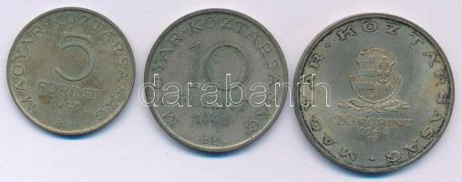 1948. 5Ft Ag "Petőfi" + 10Ft Ag "Széchenyi" + 20Ft Ag "Táncsics", &quo...