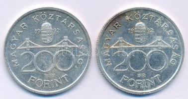 1992. 200Ft Ag "MNB" (2x) T:AU,XF patina Adamo F13
