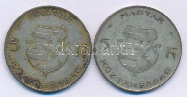 1947. 5Ft Ag "Kossuth" (2x) T:VF,F patina Adamo F8.1.1