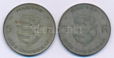 1947. 5Ft Ag "Kossuth" (2x) T:VF,F patina Adamo F8.1.1