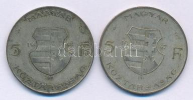 1947. 5Ft Ag "Kossuth" (2x) T:VF,F patina Adamo F8.1.1