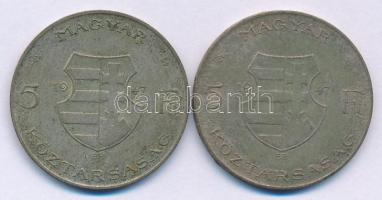 1947. 5Ft Ag "Kossuth" (2x) T:VF patina Adamo F8.1.1