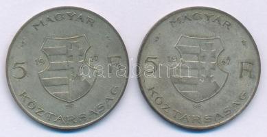 1947. 5Ft Ag "Kossuth" (2x) T:VF patina Adamo F8.1.1