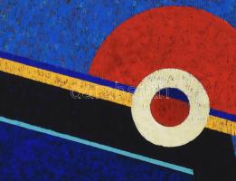 Joseph Kádár (1936-2019): Geometrikus kompozíció. Akril, fa, jelezve balra lent, hátoldalán autográf...