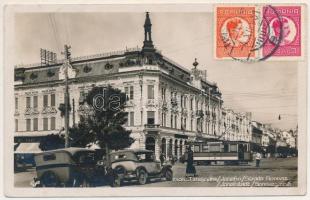 1931 Temesvár, Timisoara; Iosefin, Strada Bonnaz / Josefstadt, Bonnazgasse / Józsefváros, Bonnáz utca, villamos, automobilok / street view, tram, automobiles (EK)