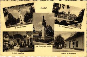 1938 Kartal, Római katolikus templom belső, Báró Tornyay kastély, Szentháromság szobor, Hangya üzlete és saját kiadása (EK)